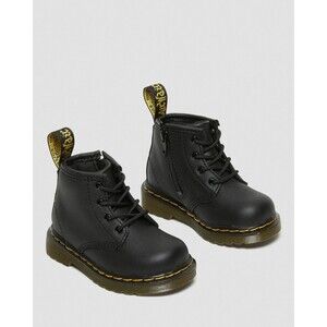 Doc Dr. Martens Black Combat Boots Brooklee toddler Size 7 Zip Lace Up Ankle